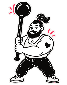 Mascotte The Roar Style brandissant une macebell